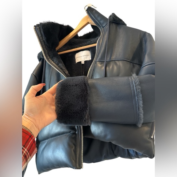 REBECCA MINKOFF VEGAN LEATHER CROP JACKET - Picture 3 of 10